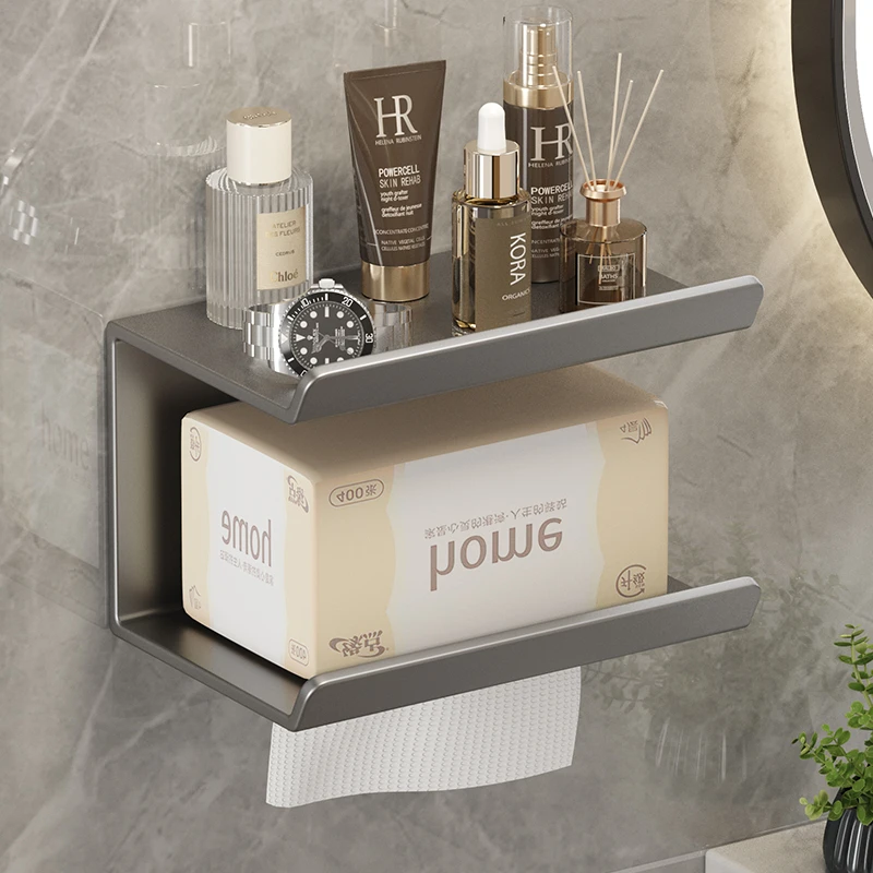 卫生间纸巾盒免打孔家用抽纸盒壁挂厕纸盒卷纸架浴室手机架洗脸巾