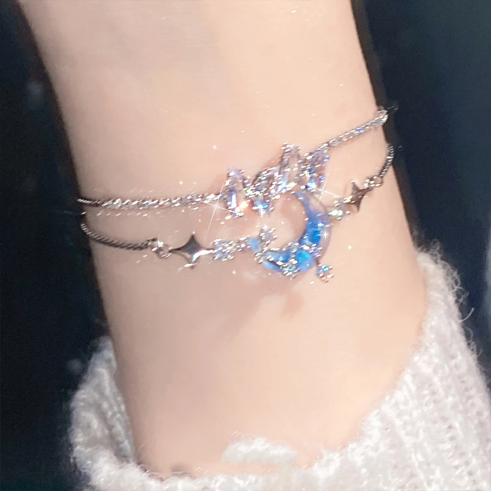 合金手链 「坠入梦境」精致蝴蝶蓝月亮星星手链轻奢小众精致手饰女