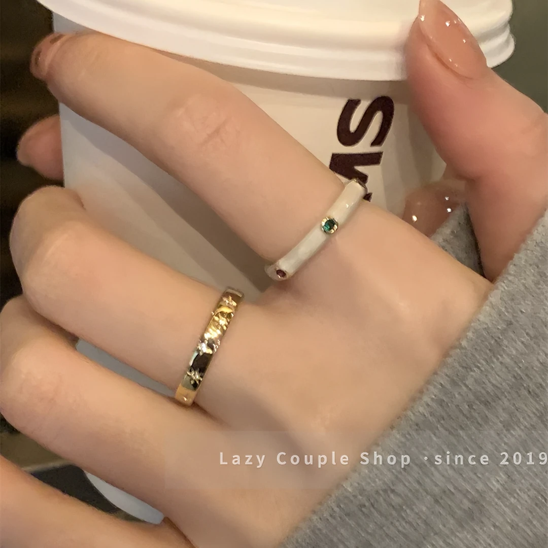 铜合金戒指 叠戴真的绝_彩色滴釉轻奢芒星戒指女ins高级感食指戒