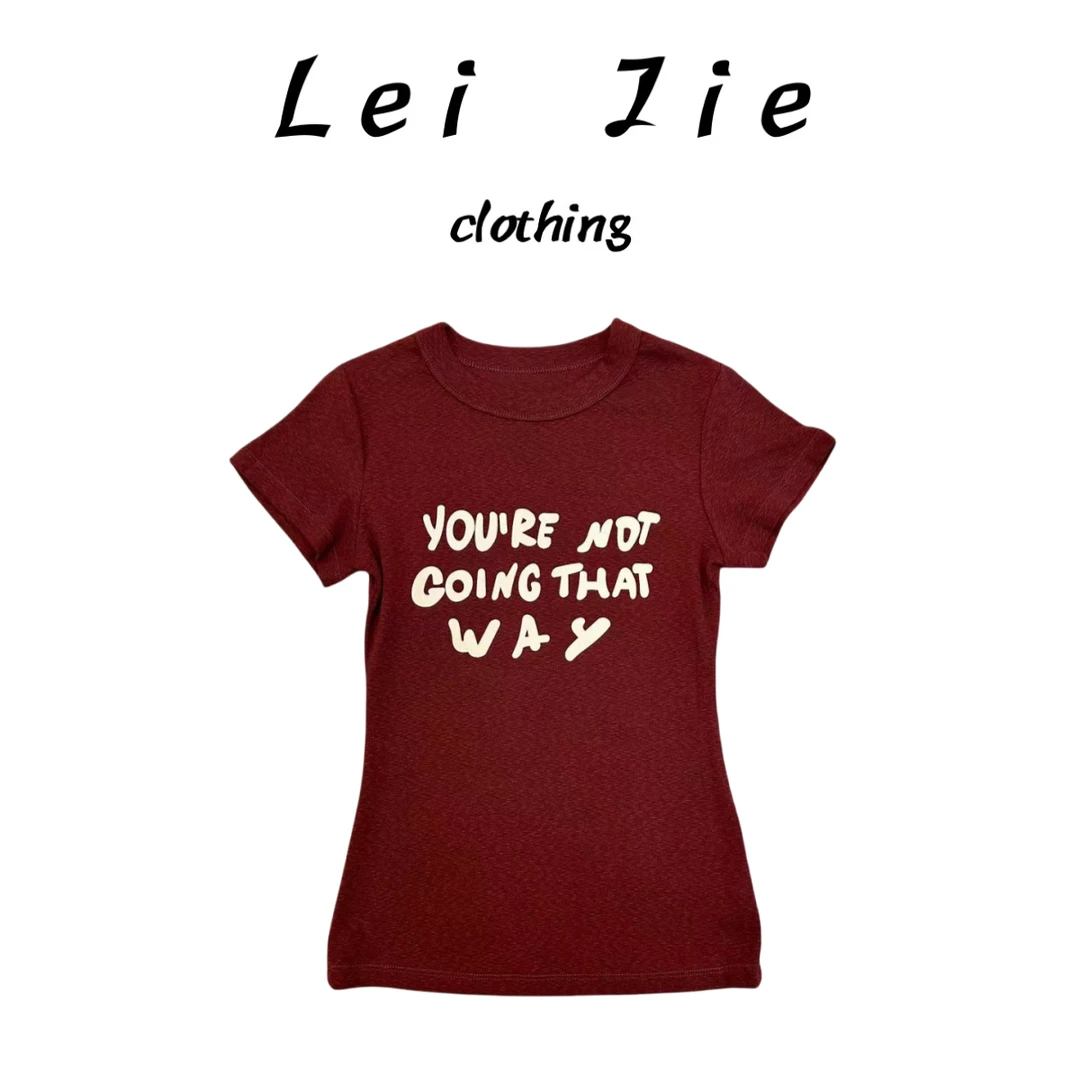 【Lei Jie】时尚简约显瘦字母短袖T恤8106