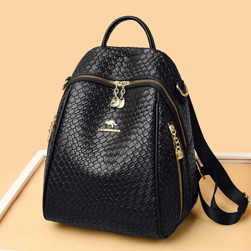 爆款正品时尚百搭简约妈妈包休闲真皮牛皮双肩包包潮流大容量背包