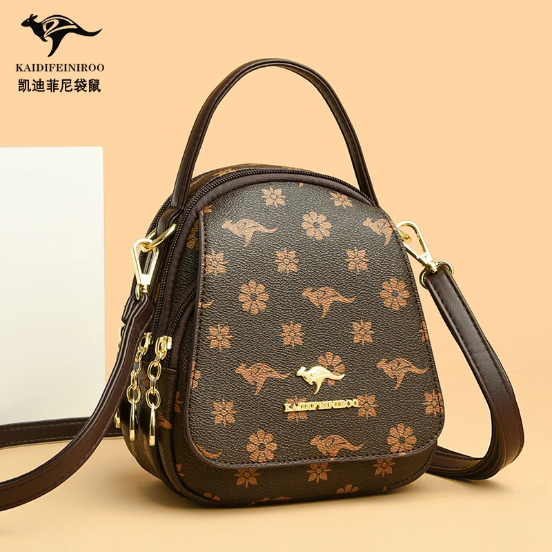 爆款正品时尚休闲真皮女士包包洋气百搭单肩包印花韩版潮流斜挎包