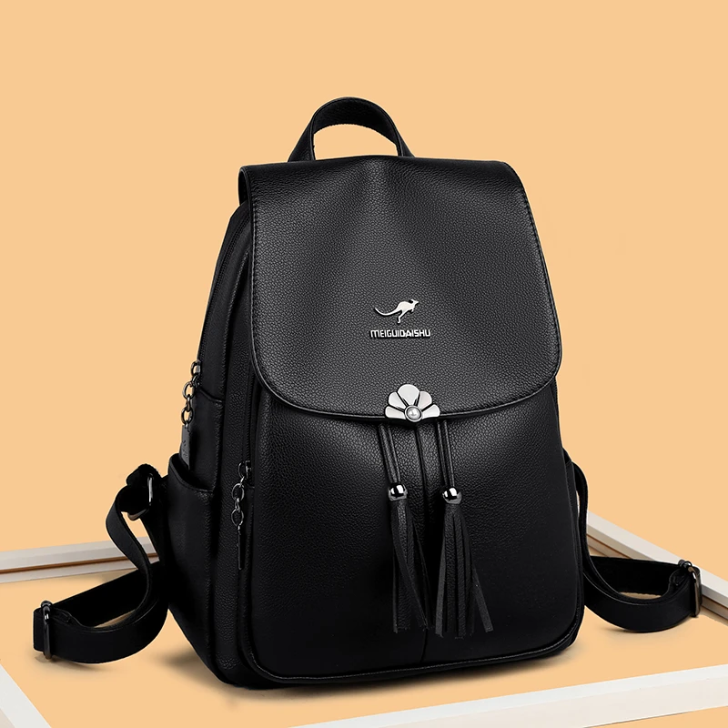 爆款正品百搭2024新款潮流牛皮双肩包休闲真皮韩版大容量双肩背包