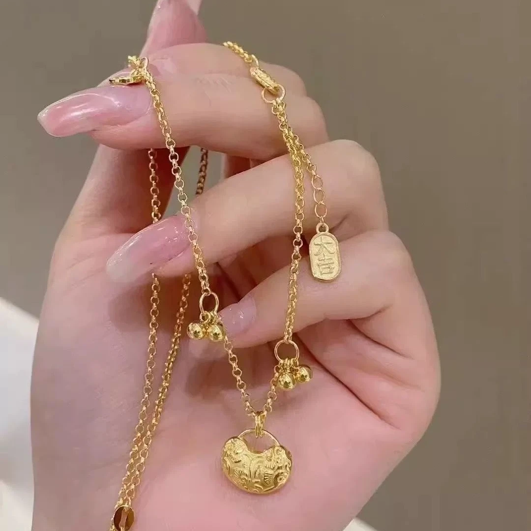 铜合金项链 X1841硕果累累锁包吊坠项链 大吉大利锁骨链高级