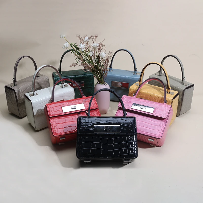 【华大悦】小盒子牛皮纯色时尚百搭单肩斜挎包