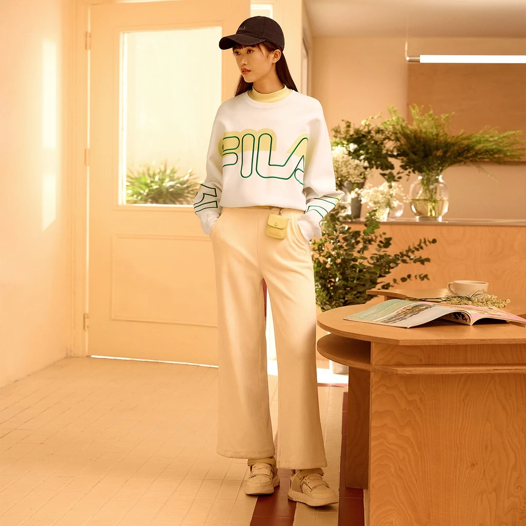 FILA斐乐官方女子圆领减龄长袖宽松卫衣2023年春季新F51W319209F