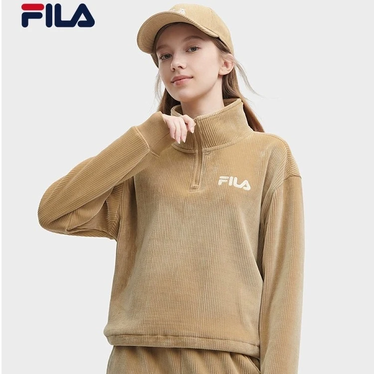 FILA斐乐官方女子针织长袖上衣冬季款时尚立领卫衣 F11W349204F