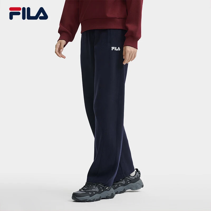 斐乐女装针织长裤2024冬季新款时尚简约宽松休闲裤子F11W449603F