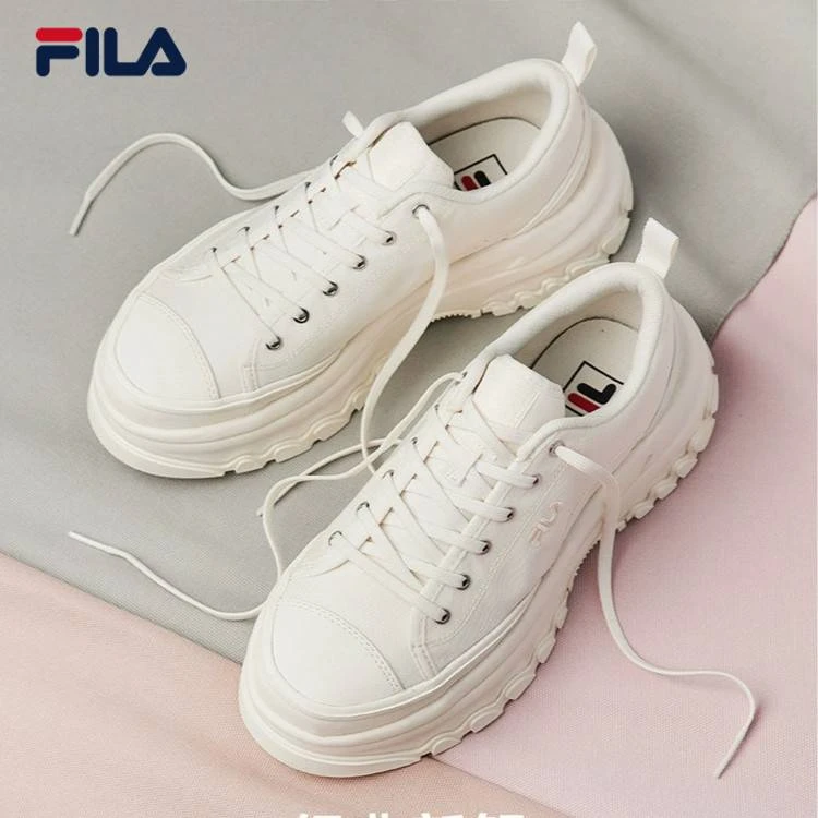 【商城】fila/斐乐 LAVA 厚底夏季女款学生帆布鞋小白鞋F12W124155F
