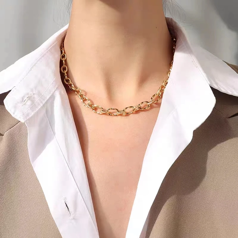 钛钢项链 A-146胖妹妹大码饰品时尚百搭经典链条素链加长大欧字链