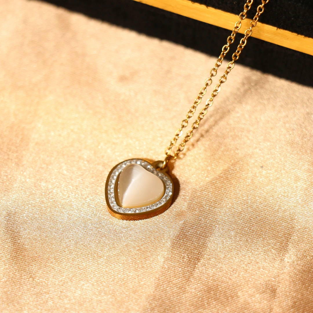 钛钢项链 A-205胖妹妹大码饰品时尚百搭轻奢气质加长小白心项链