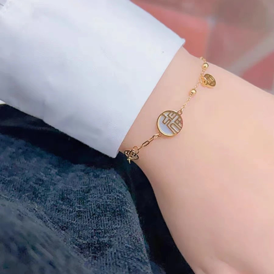 合金手链 D-020胖妹妹大码饰品时尚百搭轻奢民族风加长福牌手链