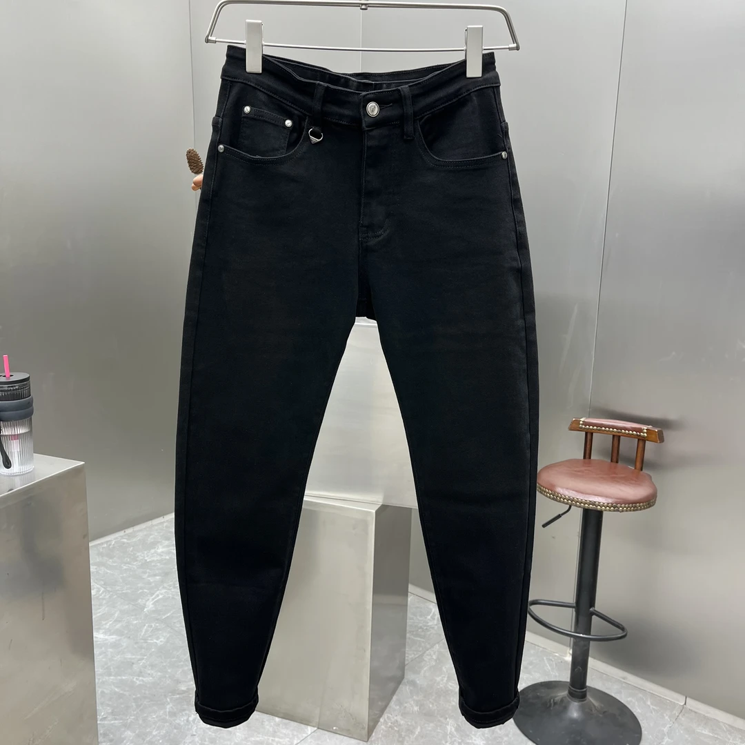 高端货  男士纯黑色牛仔裤 秋冬时尚百搭潮流修身显瘦高弹力男裤