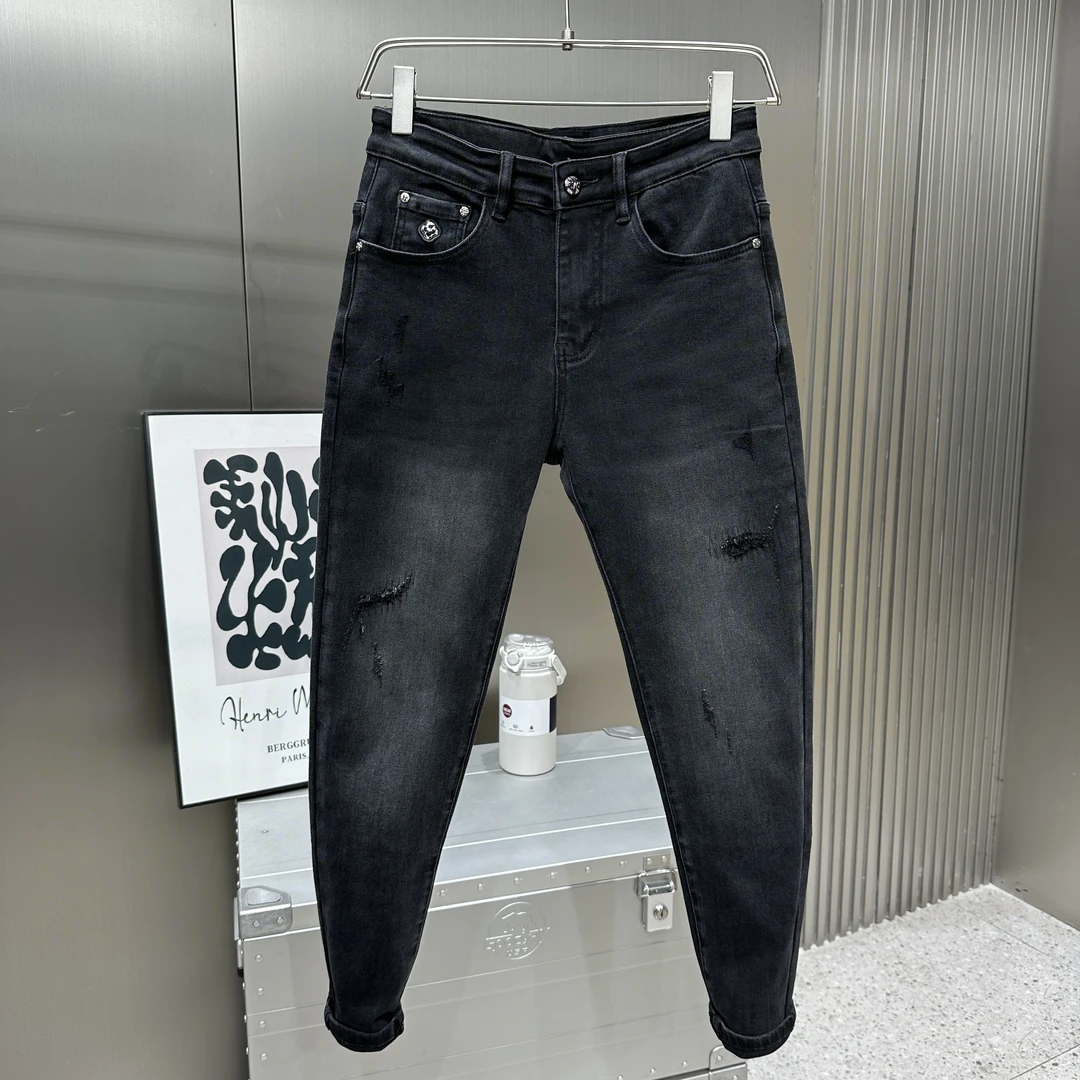 高端货 秋冬新款男士时尚百搭微宽松显瘦弹力潮流牛仔裤男裤子