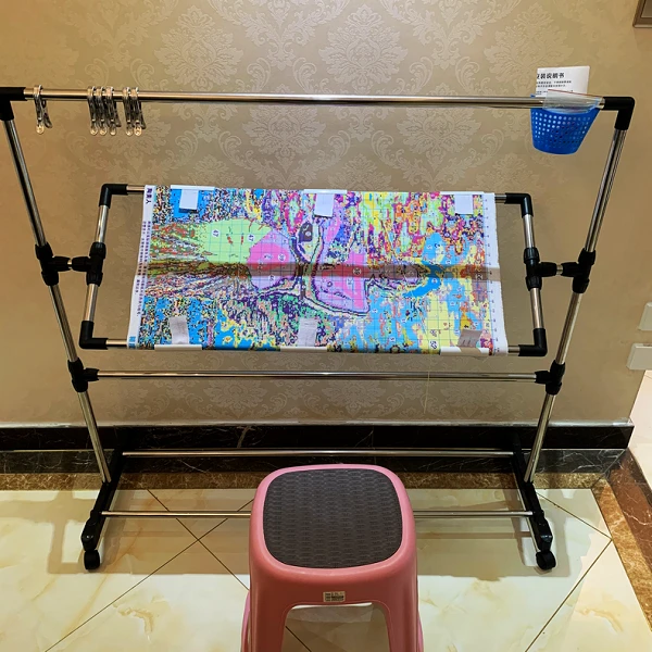 大号不锈钢十字绣架子可晾衣服刺绣可调节通用工具家用床上立式