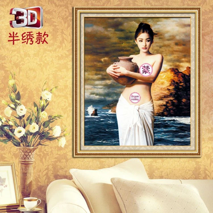 3D半绣陶美人十字绣艺术性感卧室古代美女欧式2022新款人物古风小