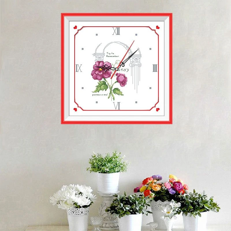 刺绣十字绣钟表绣客厅新款时钟挂钟大气卧室线绣夜光简单小型全绣