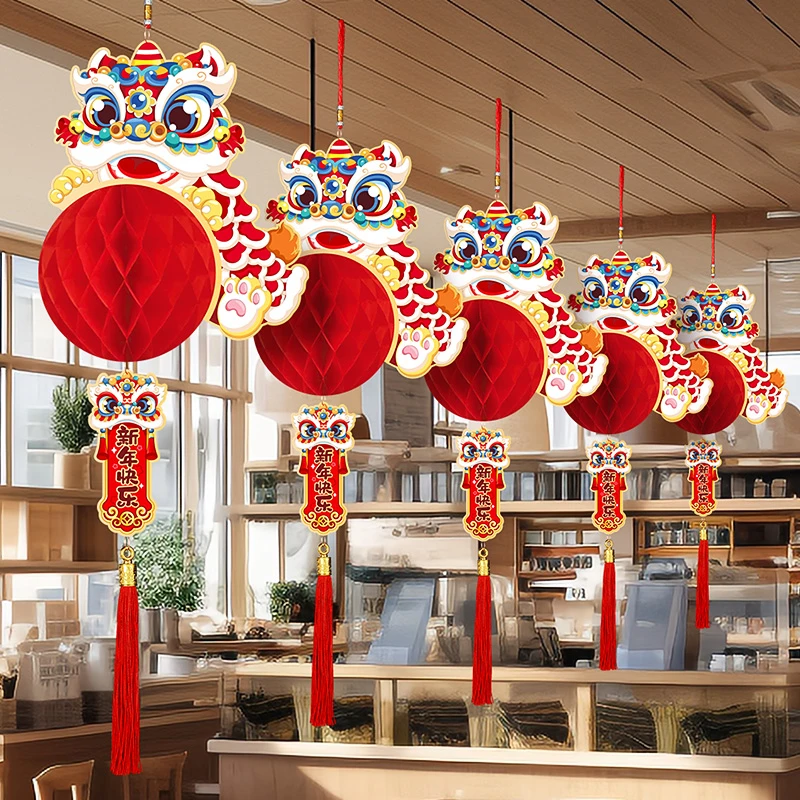 龙年2024新年装饰品小红灯笼挂件春节元旦幼儿园商场过年布置挂饰