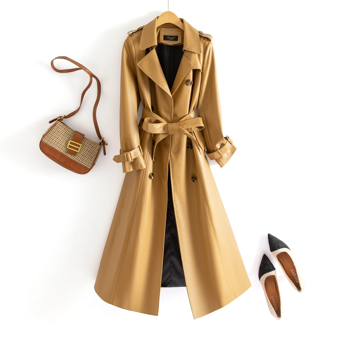 H2298海宁真皮皮风衣女长款大衣过膝绵羊皮皮衣外套女