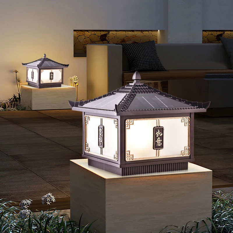 吉祥如意太阳能户外庭院灯室外庭院灯别墅柱头灯围墙柱子灯门柱灯