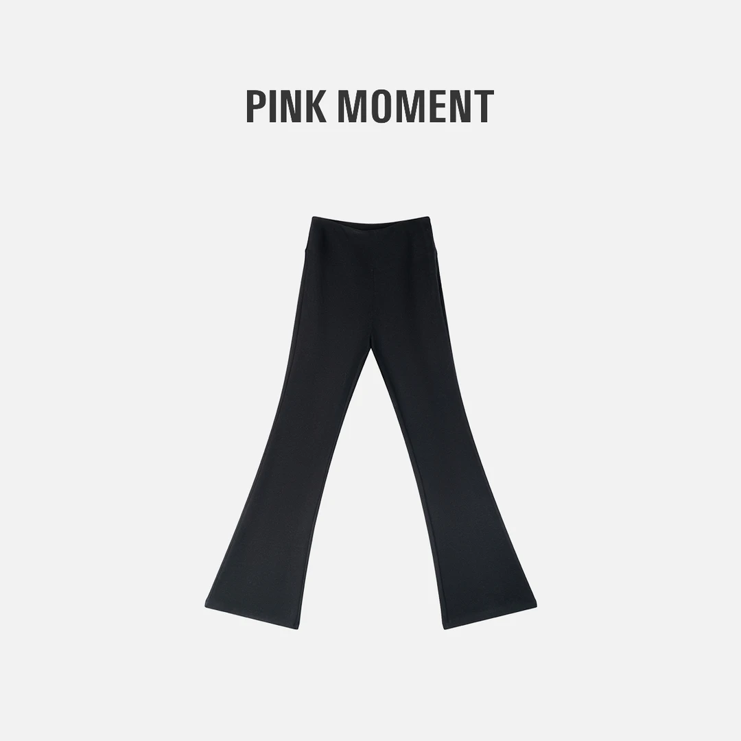 PM王囡囡 “微喇风情” 黑色基础款秋冬新款长裤(有薄绒） NC1D1080