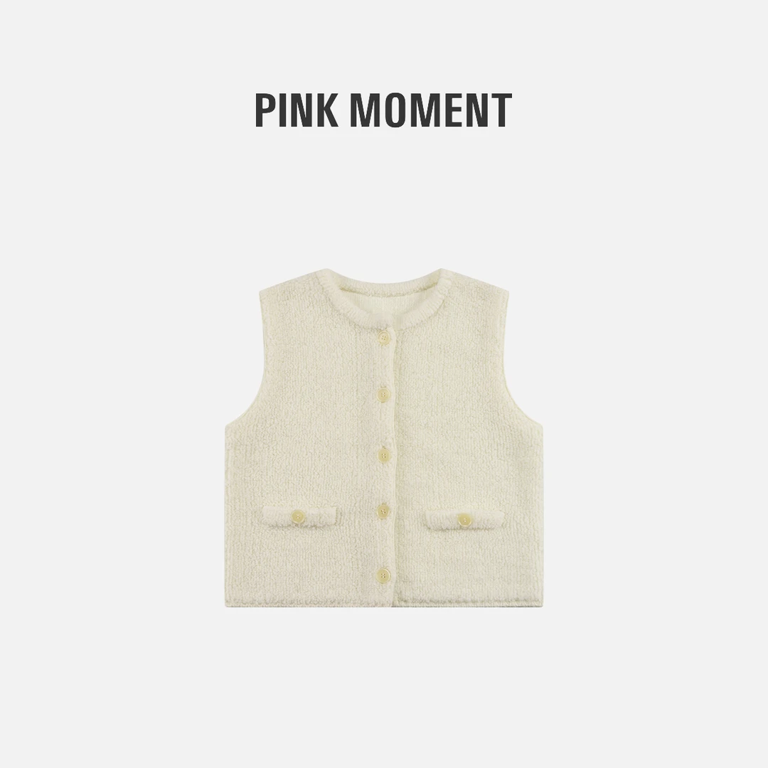 PM "精致白千金" 米白色毛背心马甲 NC1D0775