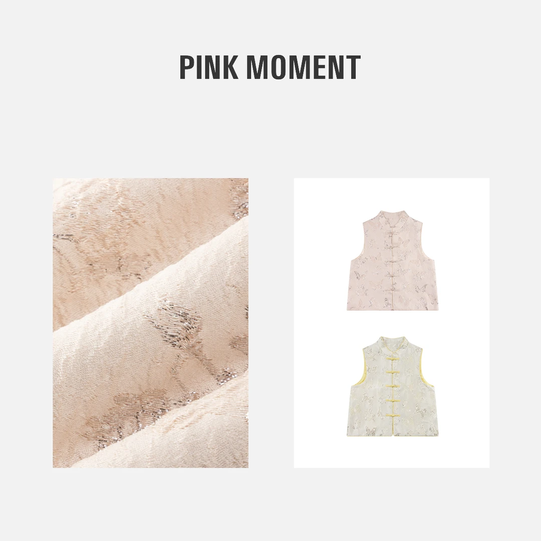 PM 银线蝴蝶提花中式国风马甲 NC1D0622