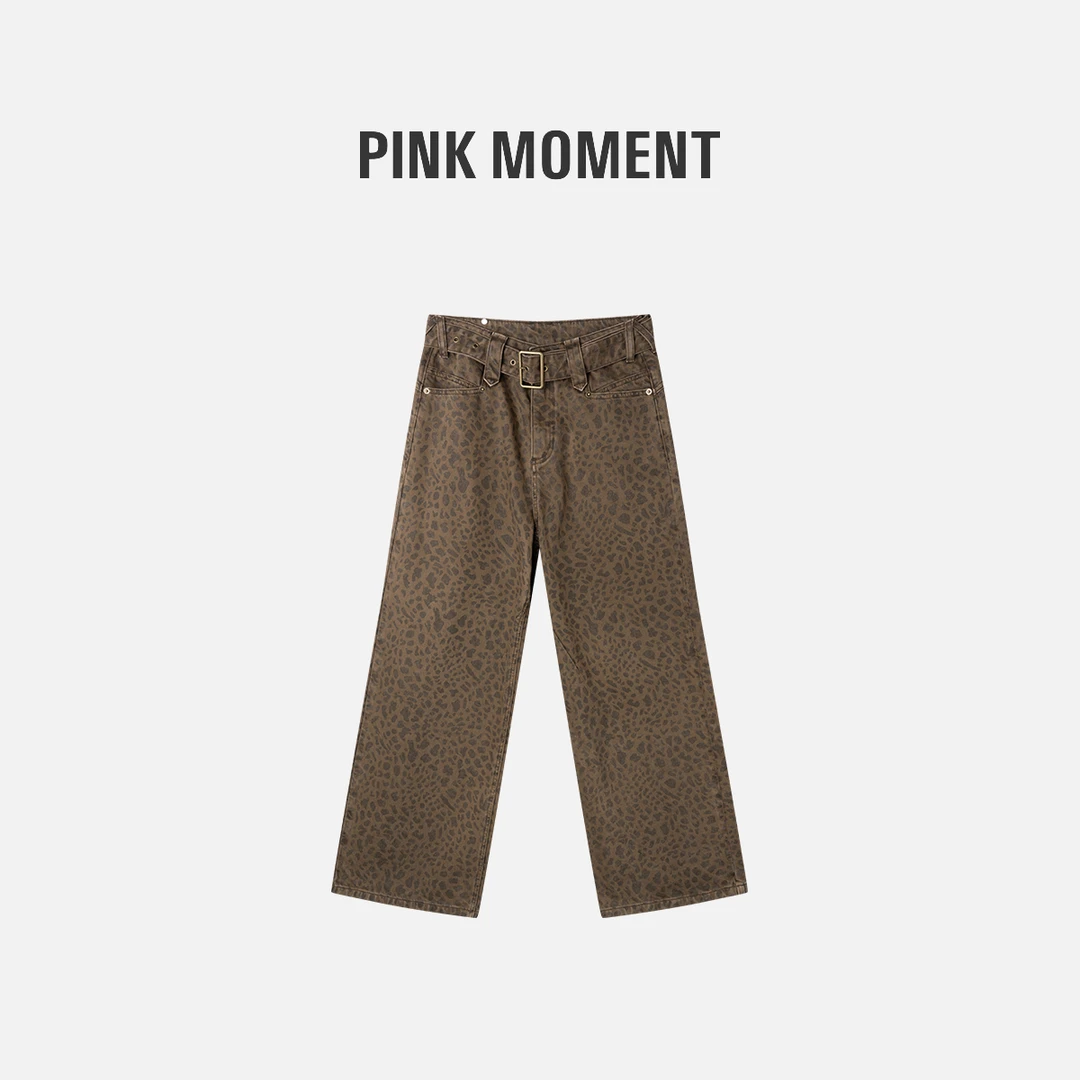 PM  “豹纹女王” 复古美式豹纹阔腿牛仔裤 NC1D0493