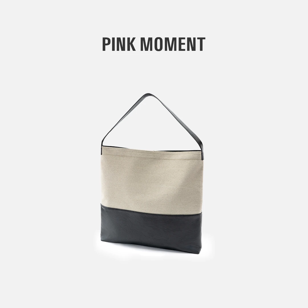 PM王囡囡 "假日格调" 米白拼黑手提包 NC1C0335