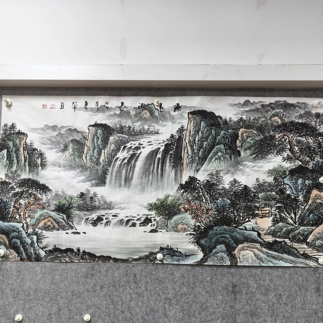 国画作品山水图《源远流长》