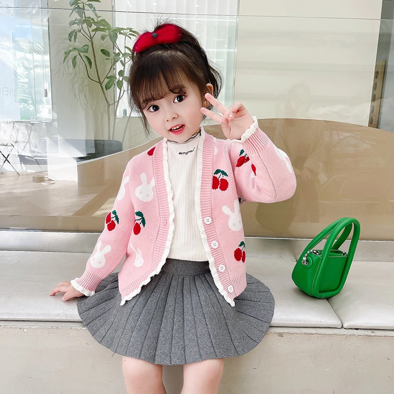 1毛衣开衫儿童洋气针织衫宝宝春秋卡通百搭小香风外套小童K2305