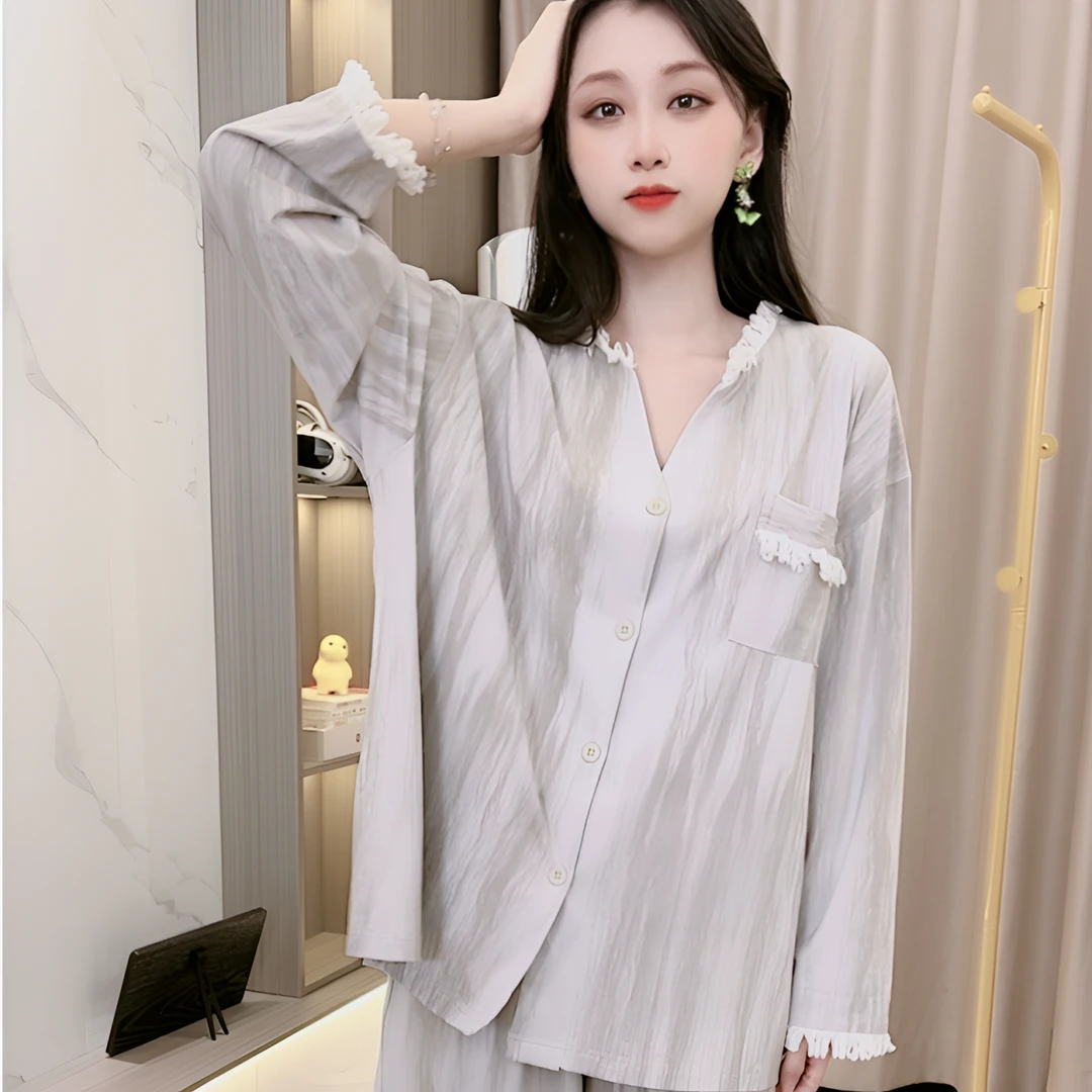 【梦境旗舰】带胸垫秋冬长袖国风睡衣新中式女套装月子家居服女宽松