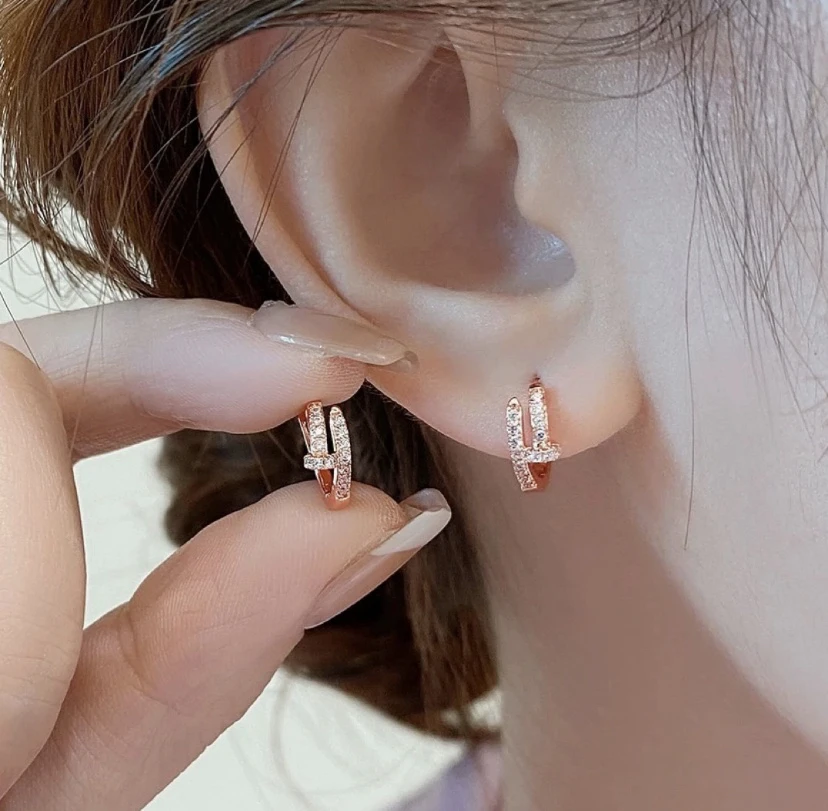 铜合金耳饰 耳饰轻奢小众玫瑰金耳夹通勤简约高级感耳饰