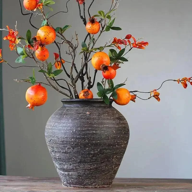 陶罐花器禅意复古陶瓷花瓶客厅插干花摆件做旧中式家居装饰品