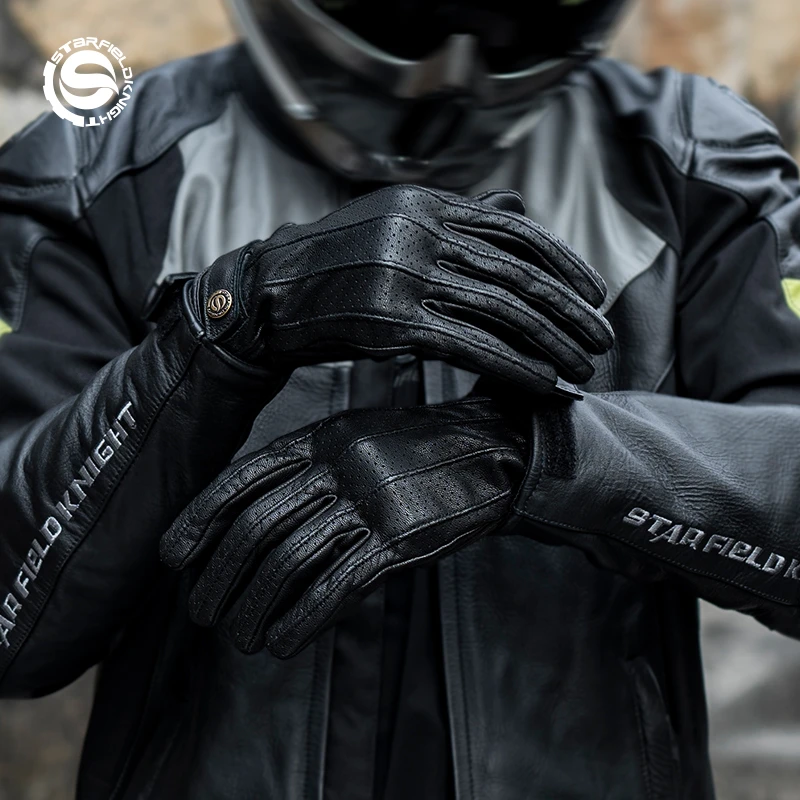 星空骑士机车摩托车骑行复古透气四季触屏摩托车手套老钱风560