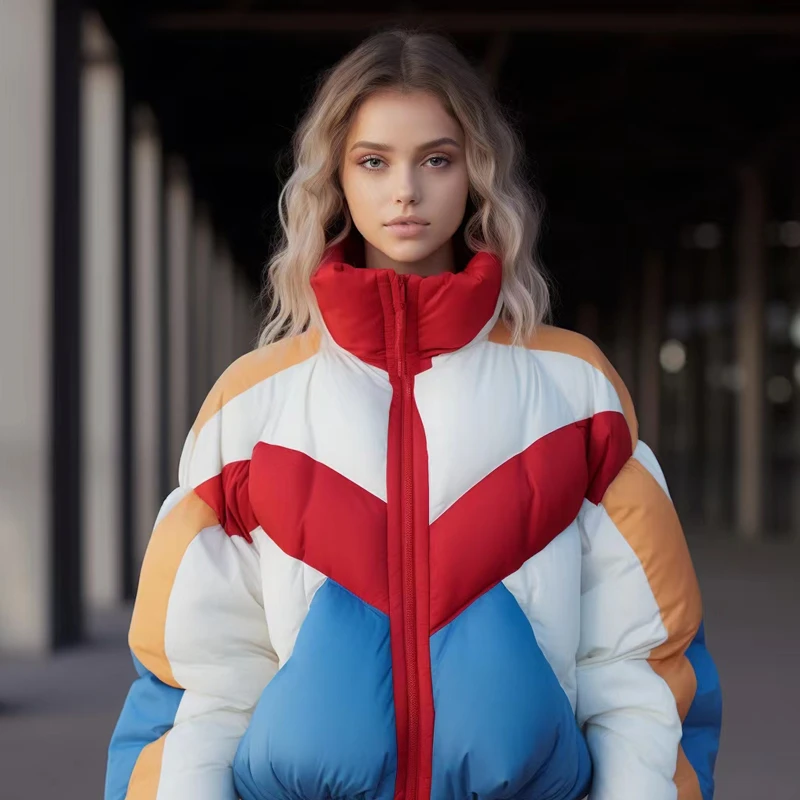 JY3YRD113346冬季新款设计感撞色拼接时尚百搭羽绒服女