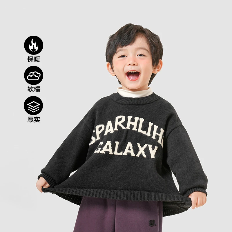 X4515男童字母提花毛衣冬装秋冬款针织衫婴儿童装宝宝小童上衣潮