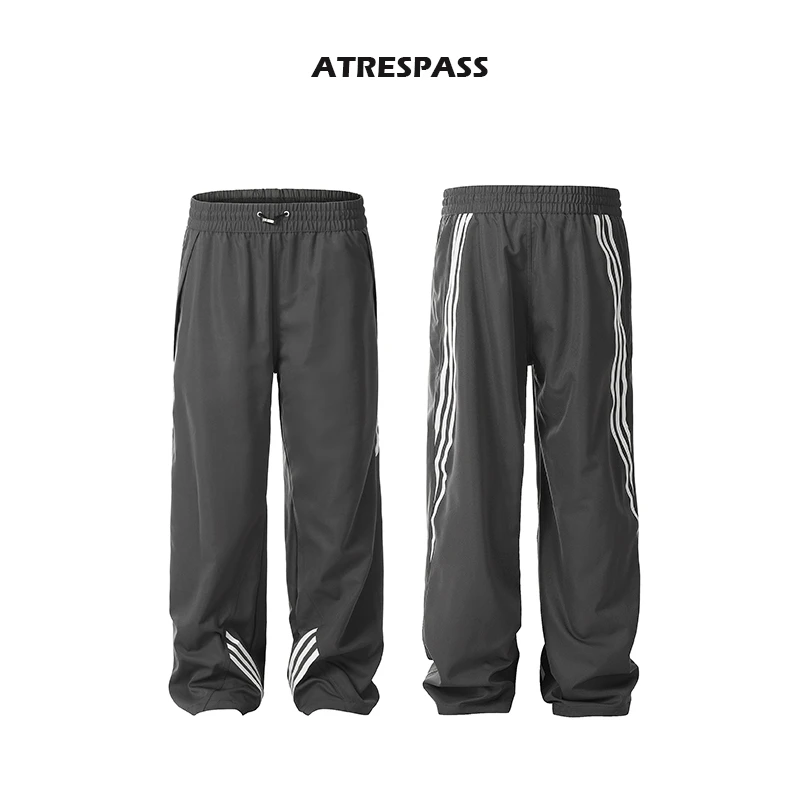 ATRESPASS春季工装条纹伞兵裤男美式廓形微喇三条杠休闲裤KJ6275