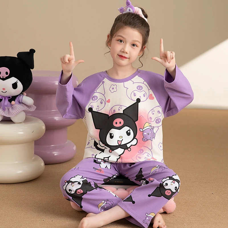 儿童睡衣女童春秋季纯棉长袖套装中大童女孩甜美可爱家居服11697