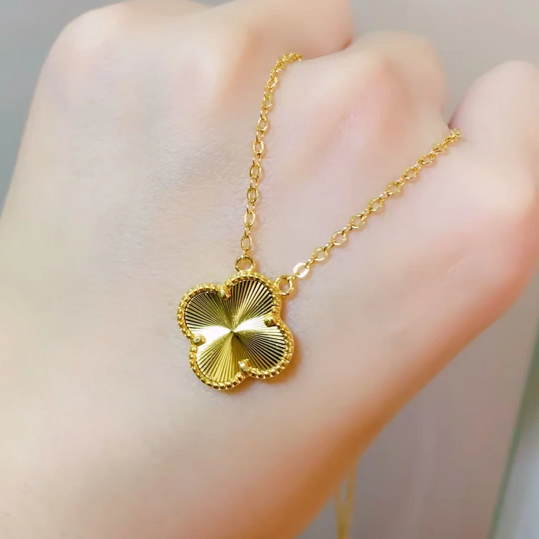 合金项链 四叶草项链镭射轻奢