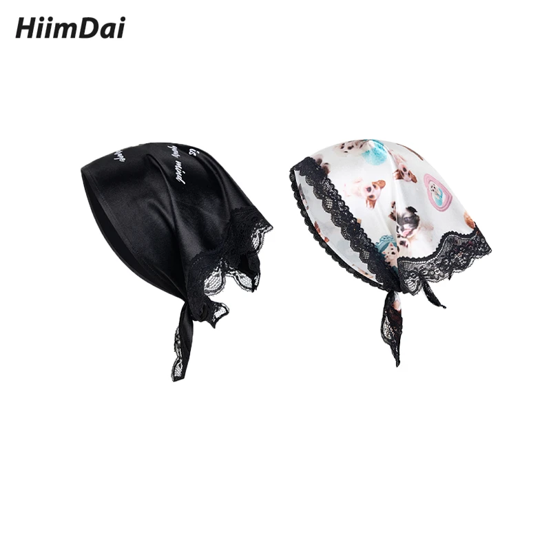 HiimDai 假日派对 氛围感出片神器 蕾丝拼接丝绸质感发带三角头巾