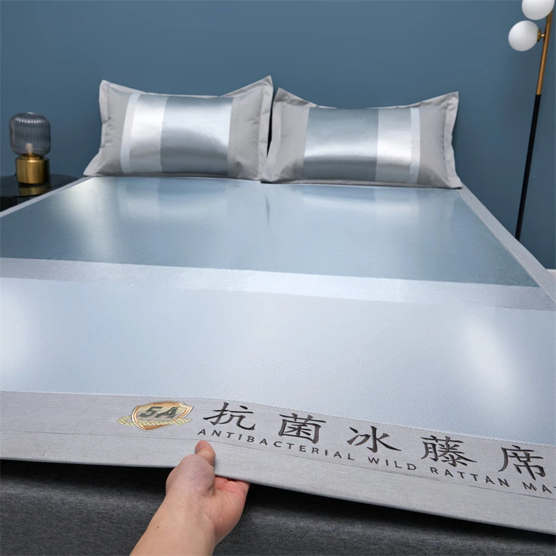 100%冰丝凉席正品抗菌三件套冰藤席折叠席夏日凉爽空调席可机洗