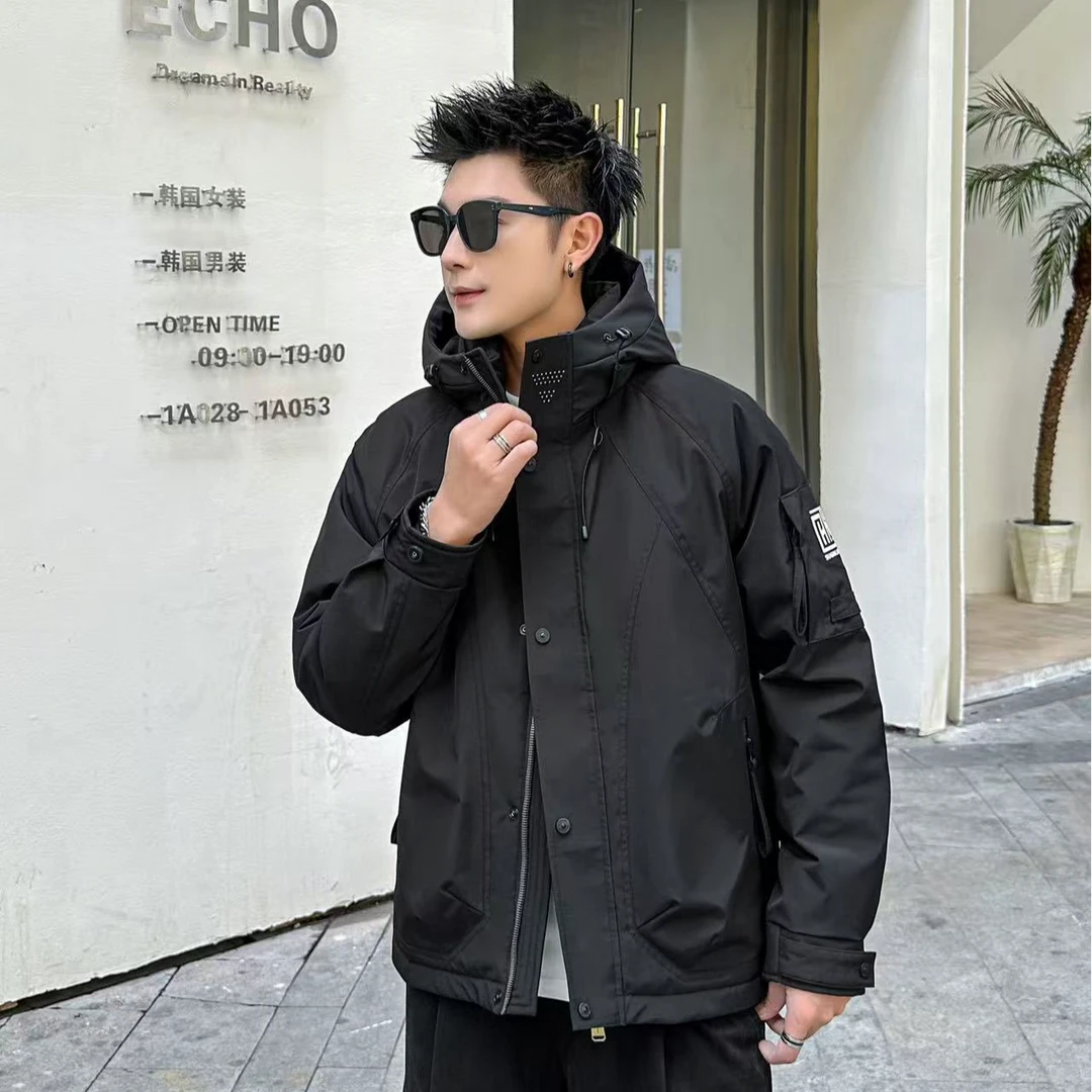 『小胡臻选』冬季户外情侣款工装连帽加厚保暖冲锋衣外套88162