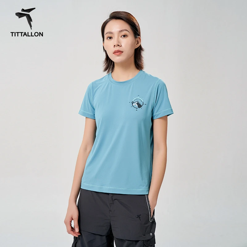 TITTALLON/体拓运动短袖圆领T恤女夏季薄款户外防虫抗菌速干T恤