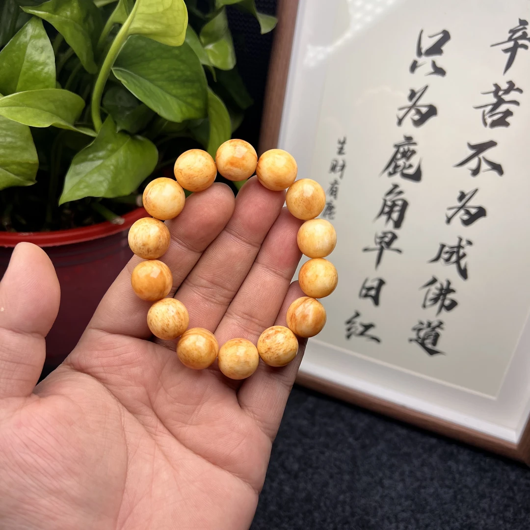 精美人工养殖回流老鹿角圆珠 高油高密