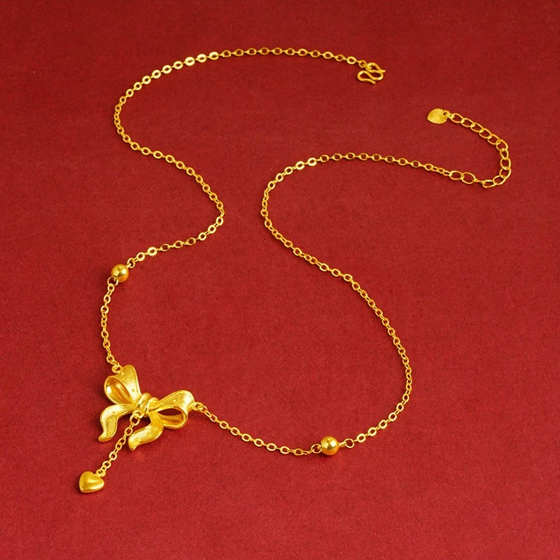 铜合金项链 同款在逃公主ins锁骨项链蝴蝶结爱心戒指手链时尚百搭