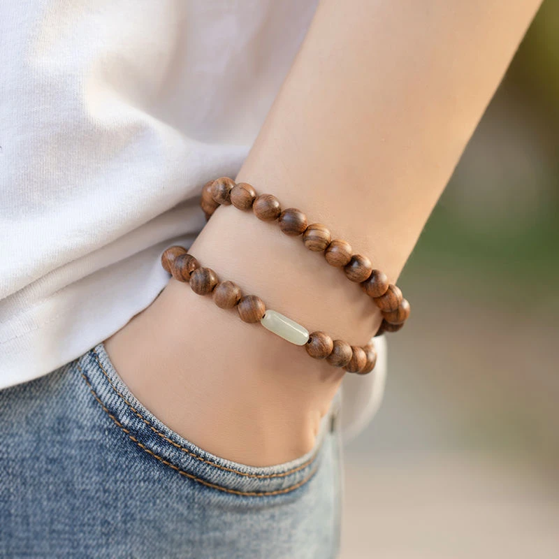 天然越南黄花梨木珠古风简约檀香木质男女多圈高档手串古风冷门