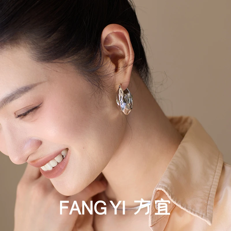 铜合金耳饰 【张醒醒专属】FANG YI方宜圆舞曲时尚纹理小众设计耳圈