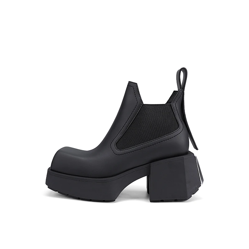 小个子切尔西靴女新款方头ins炸街厚底真皮小短靴粗跟G23AW1002