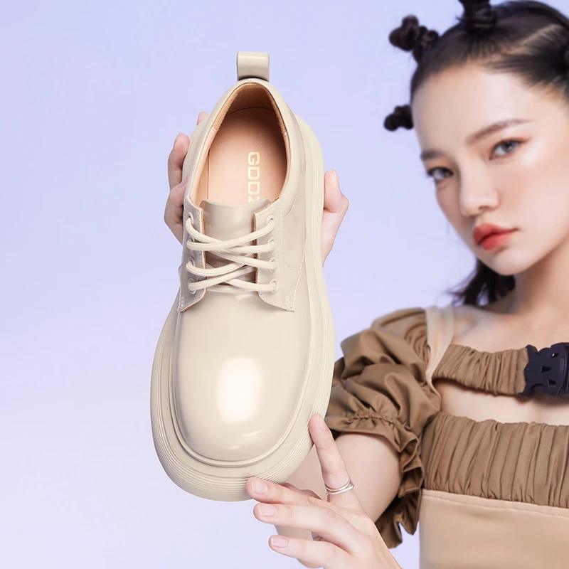 厚底乐福鞋女2025新款真皮增高英伦风大头单鞋小皮鞋BV2106125